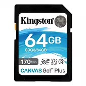 Kingston Karta pamięci SD  64GB Canvas Go Plus 170/70MB/s CL10 U3 V30