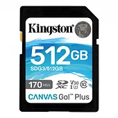 Kingston Karta pamięci SD 512GB Canvas Go Plus 170/90MB/s CL10 U3 V30