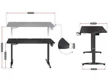 Huzaro biurko gamingowe elektryczne Hero 8.5 czarny