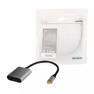 LogiLink Adapter USB-C do DP/F, 4K/60Hz, Aluminiowy 0.15m