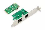 Digitus Karta sieciowa przewodowa mini PCI Express 2x RJ45 Gigabit 10/100/1000Mbps Low Profile