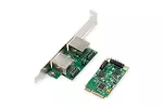 Digitus Karta sieciowa przewodowa mini PCI Express 2x RJ45 Gigabit 10/100/1000Mbps Low Profile