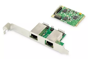 Digitus Karta sieciowa przewodowa mini PCI Express 2x RJ45 Gigabit 10/100/1000Mbps Low Profile