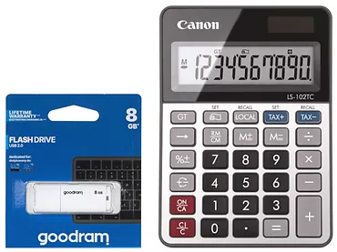 Duży Kalkulator Biurowy Canon LS-102TC DBL + Pendrive Goodram 8GB