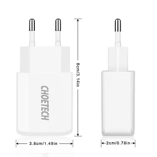 CHOETECH C0030 White Ładowarka sieciowa 2xUSB 2.2A 12W