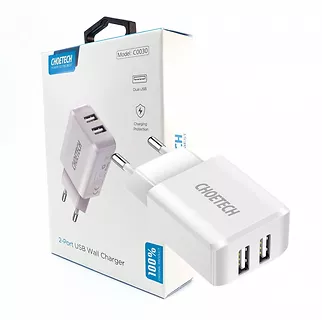 CHOETECH C0030 White Ładowarka sieciowa 2xUSB 2.2A 12W