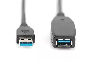 Digitus Kabel przedłużający USB 3.0 SuperSpeed Typ USB A/USB A M/Ż aktywny Czarny 10m