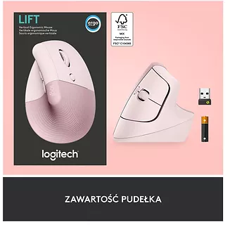 Logitech Mysz Lift Różowa 910-006478