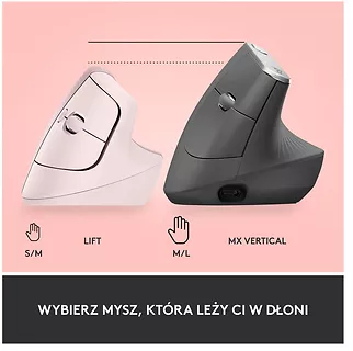 Logitech Mysz Lift Różowa 910-006478