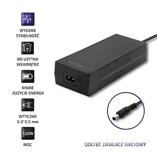 Qoltec Zasilacz desktopowy 120W | 24V | 5A | 5.5*2.5 |+kabel zasilający