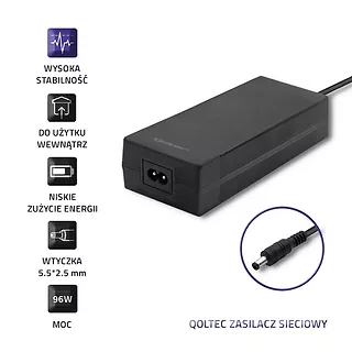 Qoltec Zasilacz desktopowy 96W | 24V | 4A | 5.5*2.5 |+kabel zasilający