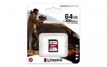 Kingston Karta pamięci SD 64GB Canvas React Plus 300/260 UHS-II U3