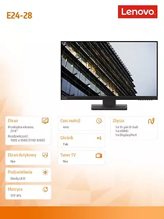 Lenovo Monitor 23.8 ThinkVision E24-28 WLED LCD 62B8MAT3EU