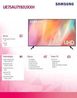 Samsung Telewizor 75 cali UE75AU7192UXXH