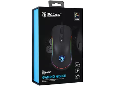 Mysz gamingowa Sades Revolver RGB czarno-niebieska