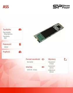 Silicon Power Dysk SSD A55 128GB M.2 560/530 MB/s