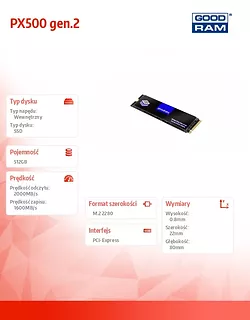 GOODRAM Dysk SSD PX500-G2 512GB M.2 PCIe 3x4 NVMe 2280