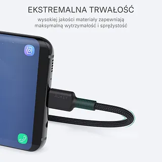 AUKEY CB-CA2 OEM Kabel nylonowy Quick Charge USB C-USB A | FCP | AFC | 2m | 5 Gbps | 3A | 60W PD | 20V