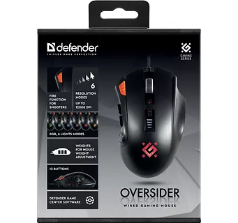 Defender Mysz gamingowa przewodowa Oversider GM-917 12000 dpi 12P