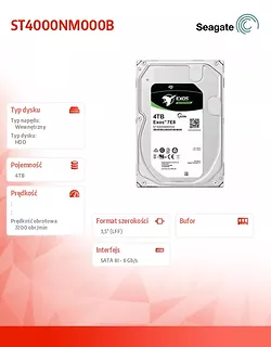 Seagate Dysk Exos 7E10 4TB 512n SATA 3,5 ST4000NM000B