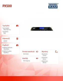GOODRAM Dysk PX500-G2 256GB M.2 PCIe 3x4 NVMe