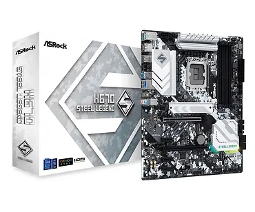 ASRock Płyta gł&oacute;wna H670 Steel Legend s1700 4DDR4 DP/HDMI M.2 ATX