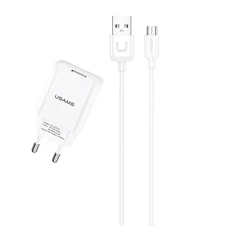 USAMS Ładowarka sieciowa 2,1A kabel microUSB