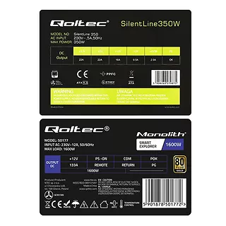 Qoltec Zestaw zasilacz PCI-E Smart 1600W + ATX SilentLine 350W