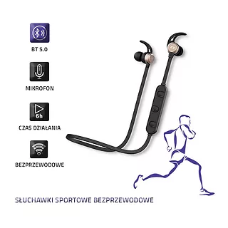 Qoltec Sportowe słuchawki bezprzewodowe BT 5.0 JL | magnetyczne |       mikrofon | Czarne