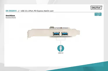 Digitus Kontroler USB 3.0 PCIe, 2x USB 3.0, Low Profile, Chipset UPD720202