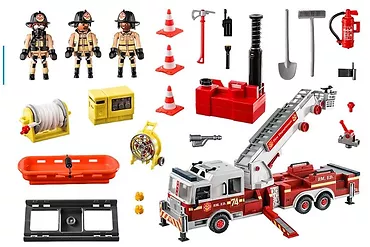 Playmobil Zestaw figurek City Action 70935 Wóz strażacki: US Tower Ladder