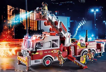 Playmobil Zestaw figurek City Action 70935 Wóz strażacki: US Tower Ladder