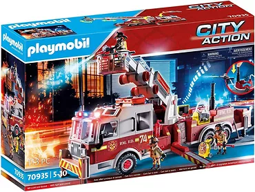 Playmobil Zestaw figurek City Action 70935 Wóz strażacki: US Tower Ladder