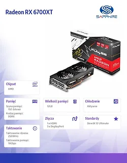 Sapphire Technology Karta graficzna Radeon RX 6700XT 12GB 192bit 11306-02-20G