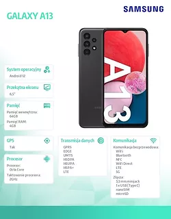 Samsung Smartfon GALAXY A13 DS 5G 4/64GB Czarny