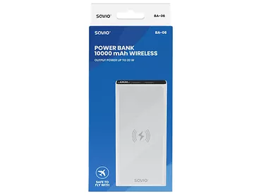 POWER BANK 10000 mAh 20W SAVIO BA-06 ładowanie indukcyjne 15W