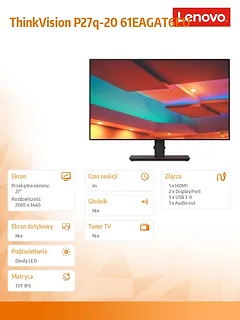 Lenovo Monitor 27 ThinkVision P27q-20 LCD 61EAGAT6EU