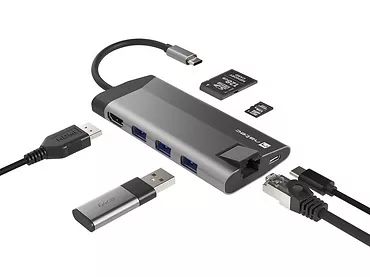 Natec Stacja dokująca Multiport Fowler Plus USB-C PD, 3x USB 3.0, HDMI 4K, RJ45, SD, micro SD