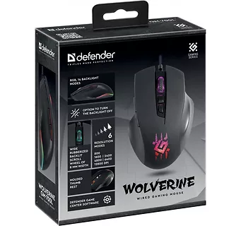 Defender Mysz gamingowa przewodowa WOLVERINE GM-700L 12800 dpi 7P