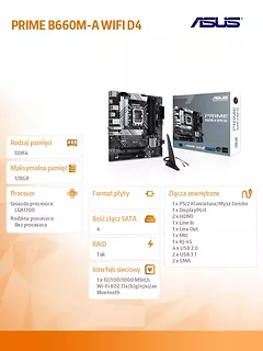 Asus Płyta główna PRIME B660M-A WIFI D4 s1700 4DDR4 HDMI M.2 mATX