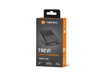 Natec Powerbank Trevi Compact 5000mAh 2x USB + USB-C Czarny