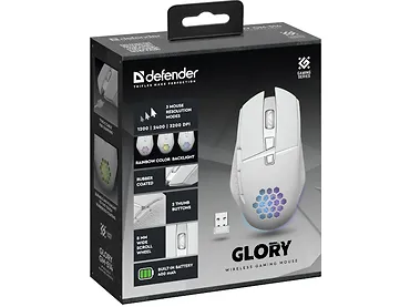 MYSZ DEFENDER GM-514 GLORY OPTIC RF RGB 3200dpi 7P BIAŁA