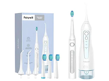 Szczoteczka soniczna z zestawem końcówek oraz irygatorem FairyWill FW-507+FW-5020E Biały