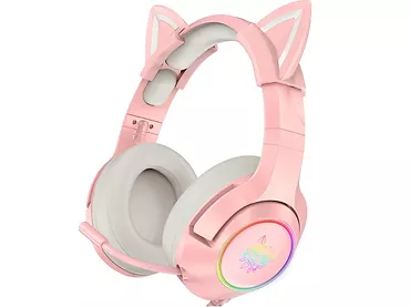 Słuchawki gamingowe Onikuma K9 RGB 7.1 Surround kocie uszy USB różowe