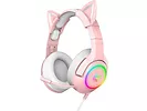 Słuchawki gamingowe Onikuma K9 RGB 7.1 Surround kocie uszy USB różowe