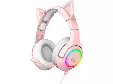 Słuchawki gamingowe Onikuma K9 RGB 7.1 Surround kocie uszy USB różowe