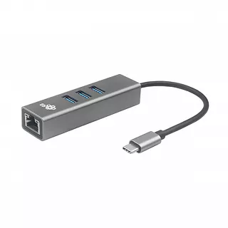 Adapter USB C - RJ45 + 3xUSB A - 1000 Mb/s