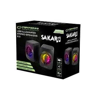 Głośnik 2.0 USB LED Rainbow Sakara