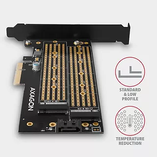 PCEM2-D Adapter wewnętrzny PCIe x4, 1x M.2 NVMe M-key + 1x SATA B-key slot, SP & LP