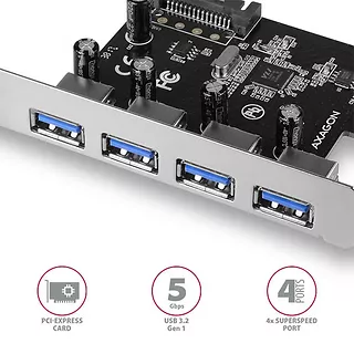 PCEU-430VL Kontroler PCIe 4x port USB 3.2 GEN 1, UASP